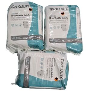 Tranquility Essential Breathable Briefs XS Heavy 12 oz 10 Ct Lot of 3 Adult‎